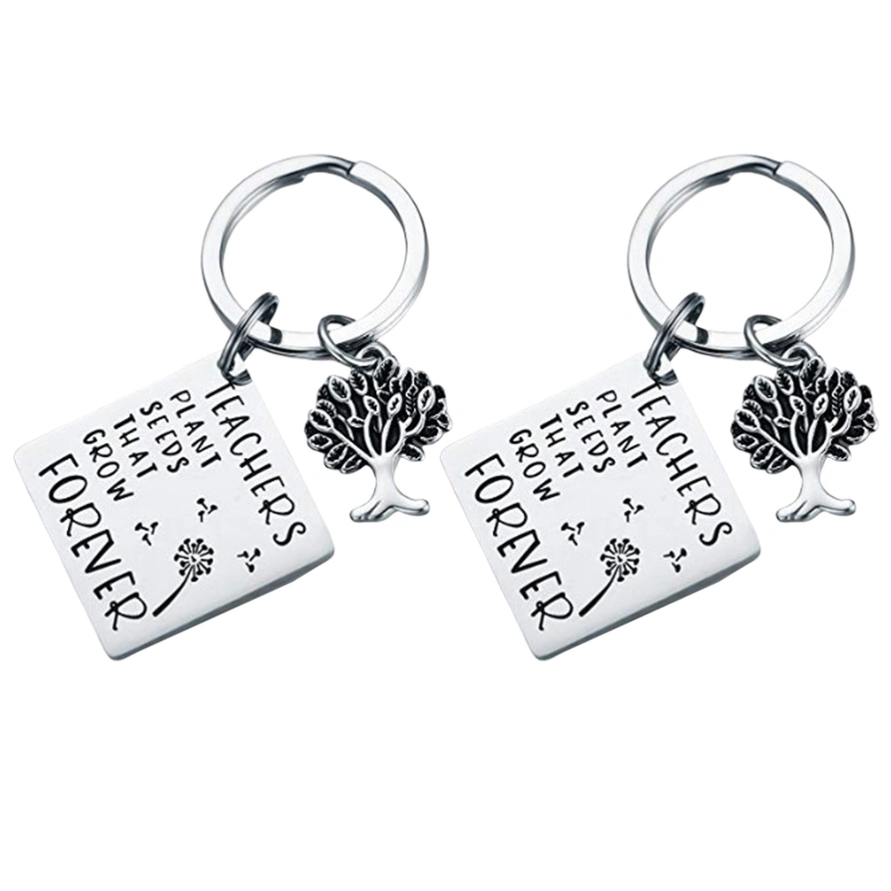 2 Pcs Keychain Stainless Steel Keyring Thanksgiving Gift Hanging Ornament with Engraving Words for Teacher Master Professor