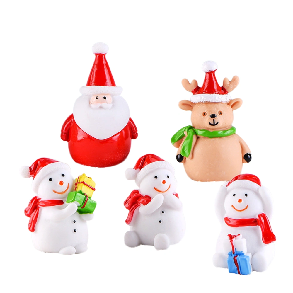 14pcs Christmas Miniature Ornaments Santa Claus and Snowman Resin Doll Desktop Decoration Crafts (7 Patterns, 2 of each)