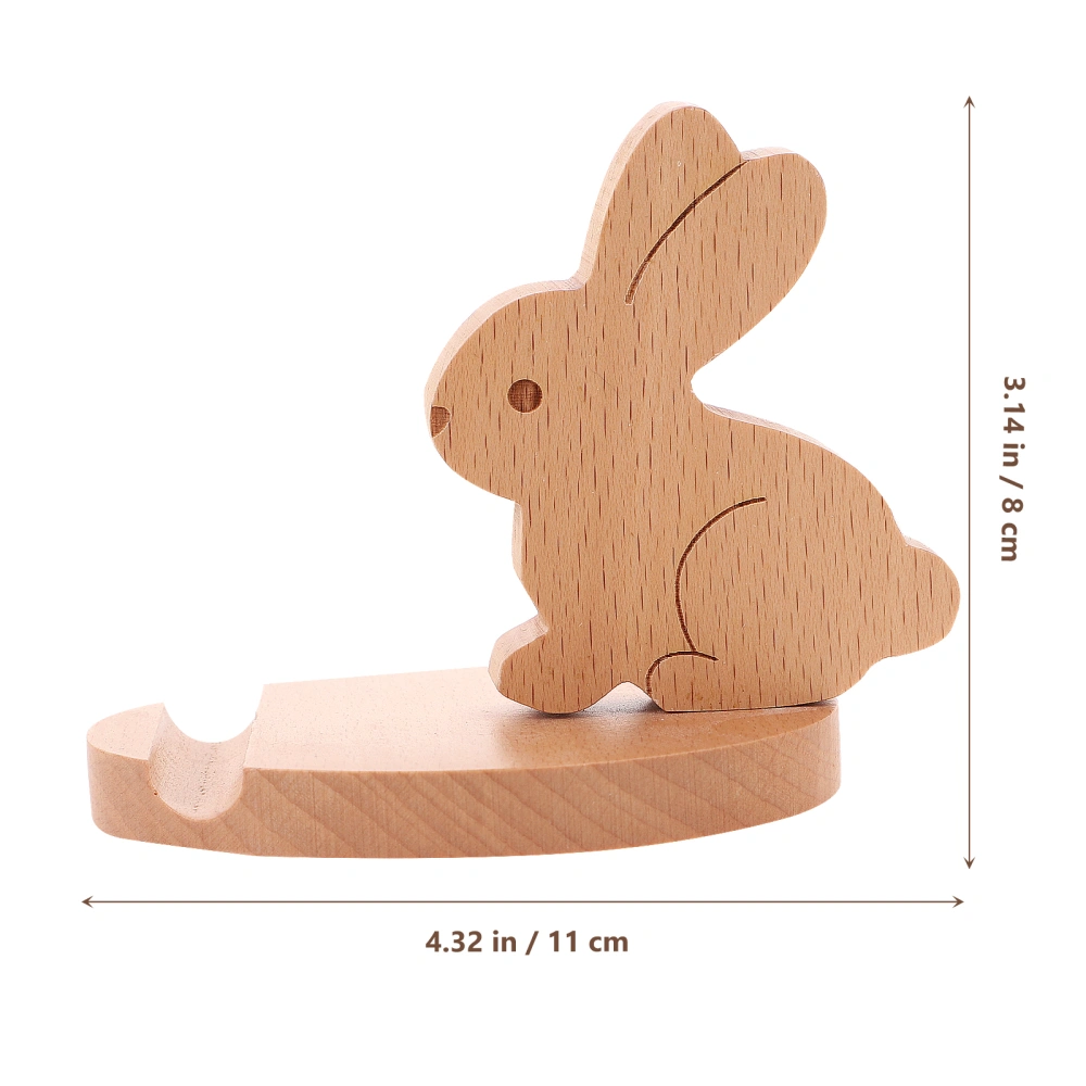 Wood Cellphone Holder Rabbit Tabletop Mobile Tablet Holder Bunny Wood Craft Ornament for Office