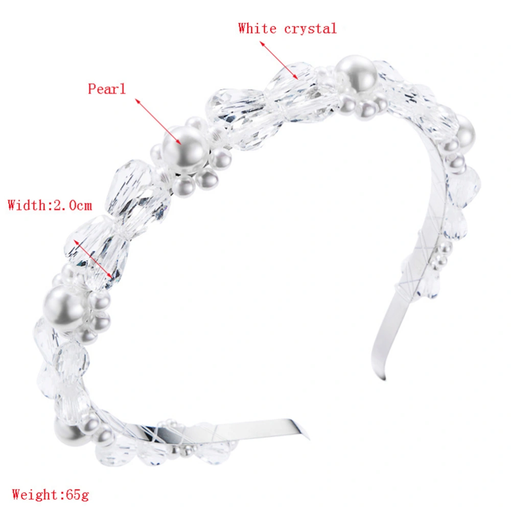 1pc Crystal Pearl Hair Bridal Head Elegant Headband Party Headdress Hair Decoration for Female