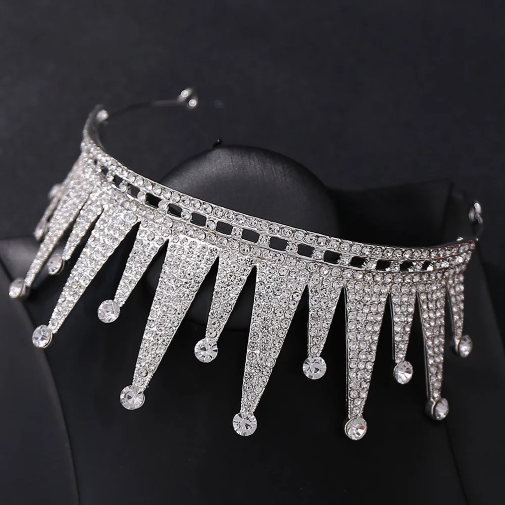 Birthday Crystal Crown Fashion Headdress Wedding Hair Bride Hair Decor Dinner Dress Accessory (Silver)