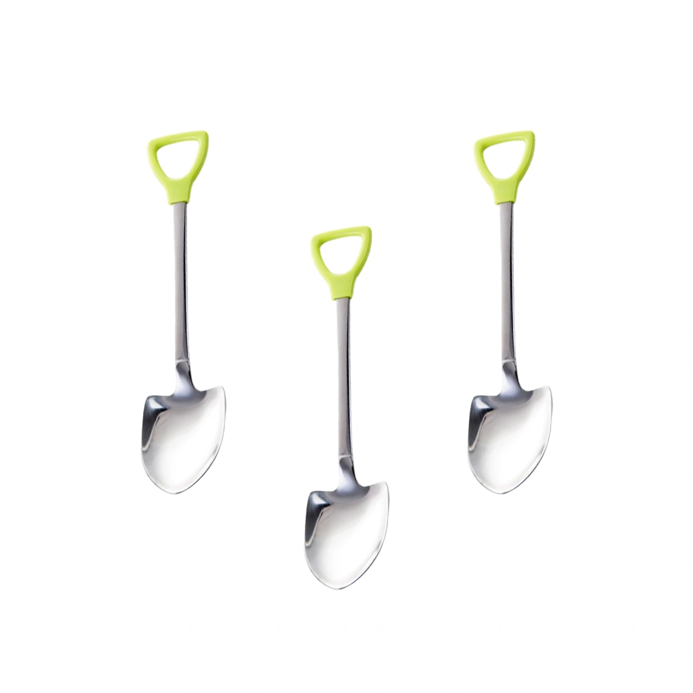 3pcs Spade-Shaped Stirring Spoon Simple Stirring Spoon Small Coffee Stirrer for Store Home Bar (Small Size Green)