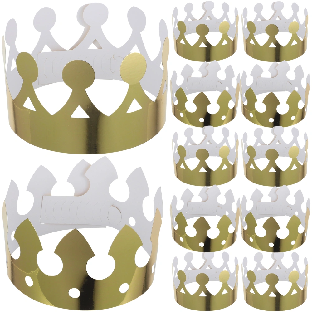 24pcs Golden Crown Hats Child Crown Birthday Celebration Baby Shower Hat Party Supplies Photo Props