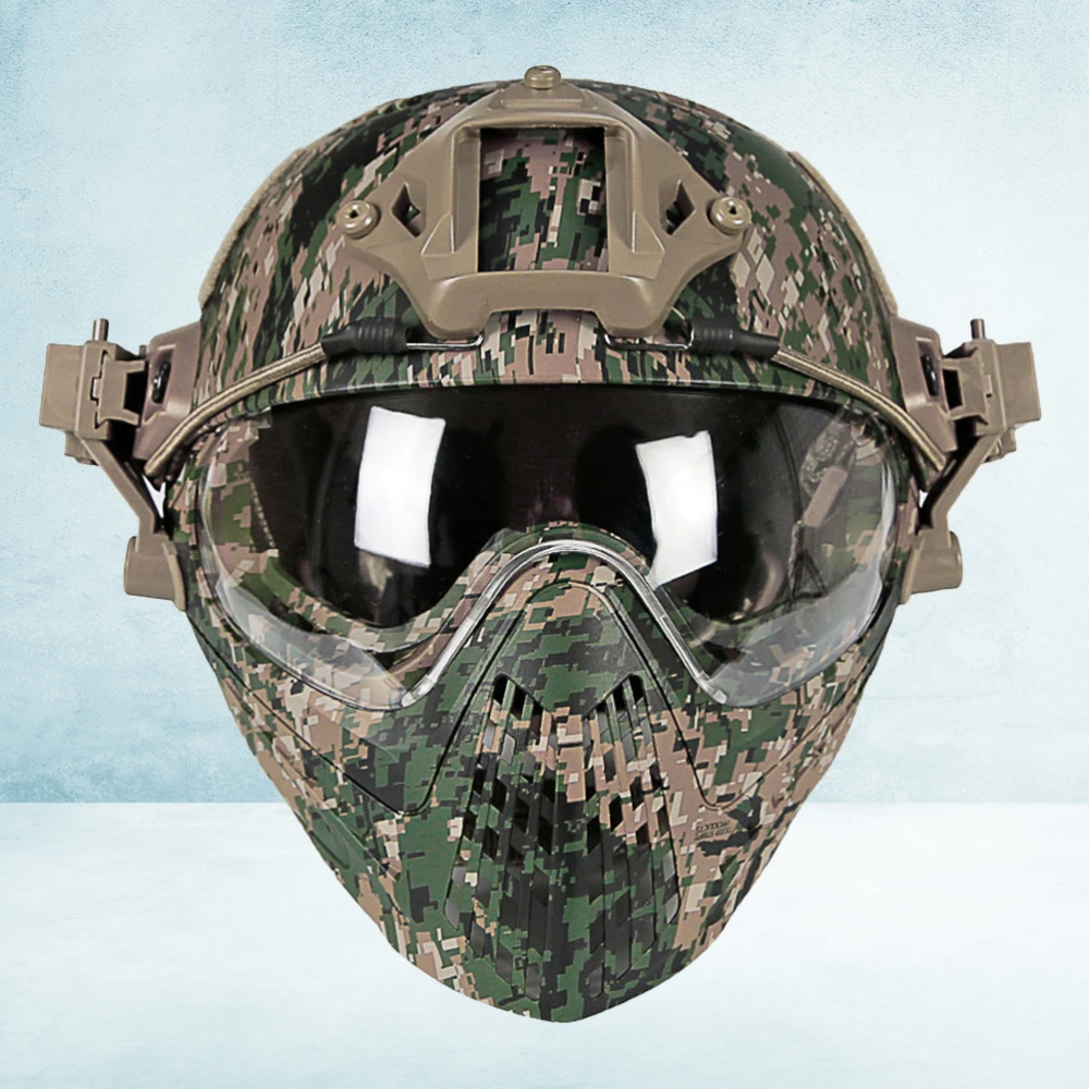 Military Style Safety Helmet with Mask Outdoor Helmet for Hunting Airsoft Paintball - Forest Camo