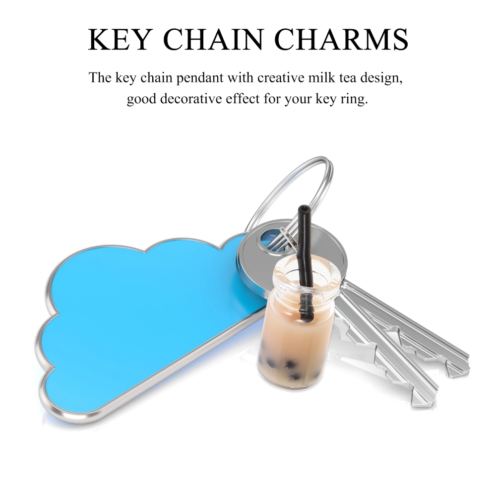 5pcs Simulation Milk Tea Pendant Key Chain Charms Key Holder Decor Accessory