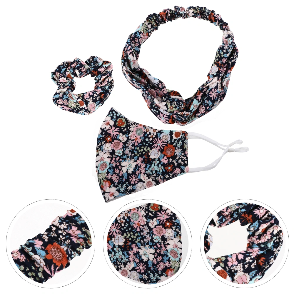 1 Set Elastic Hairband Creative Printing Mask Spring and Summer Headdress