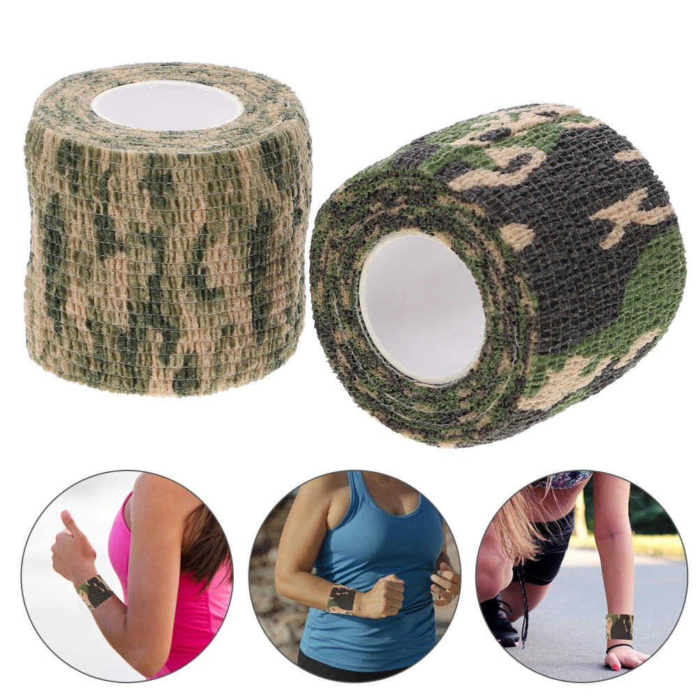 2 Rolls of Sports Protective Bands Elastic Hunting Guise Tapes Outdoor Camouflage Tapes