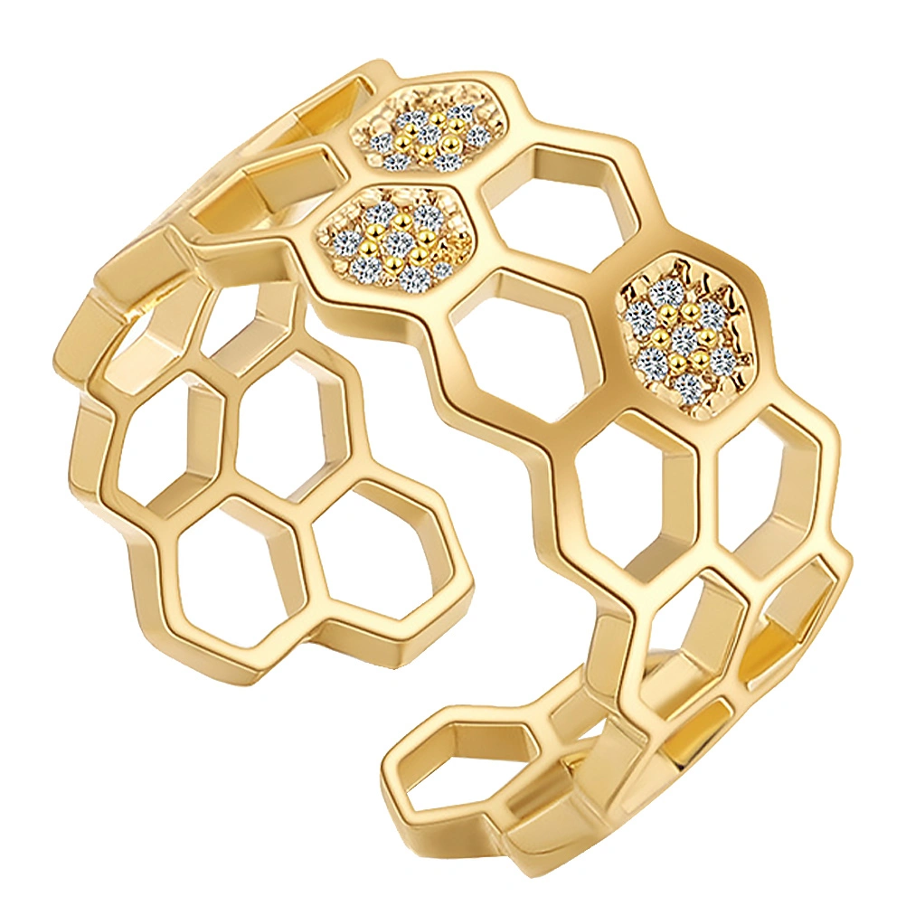1Pc Electroplated 14K Gold Ring Elegant Finger Ring Fashion Finger Jewelry