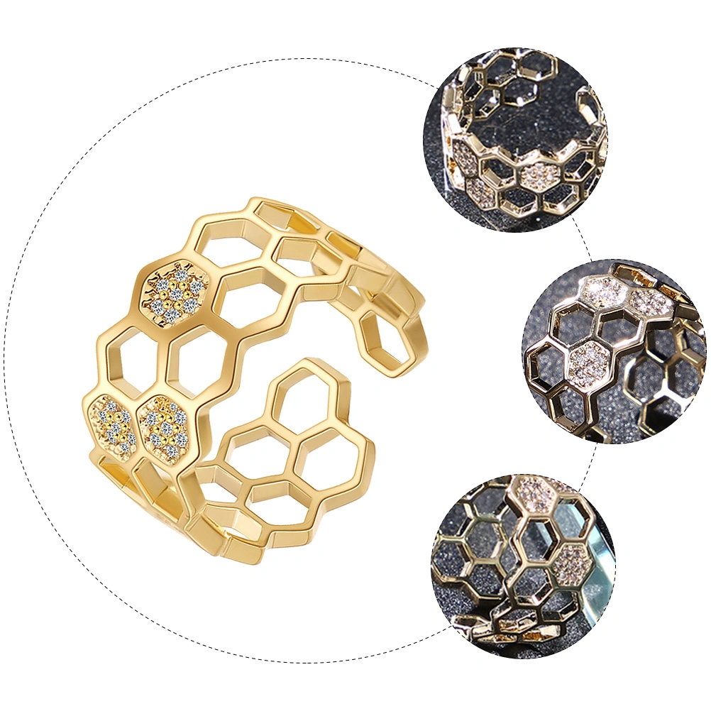 1Pc Electroplated 14K Gold Ring Elegant Finger Ring Fashion Finger Jewelry
