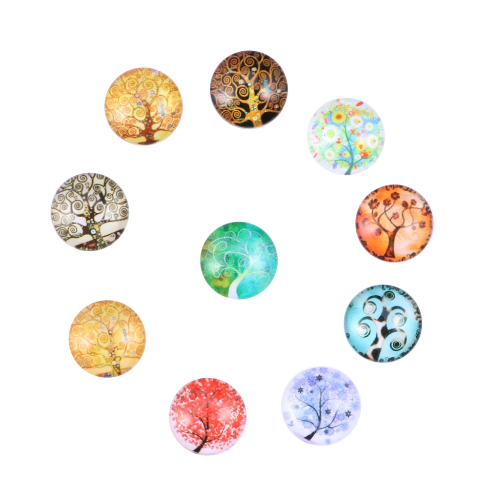 10pcs 12mm Mixed Half Round Mosaic Tiles for Crafts Glass Mosaic Supplies for Jewelry Making (Movement Tree)