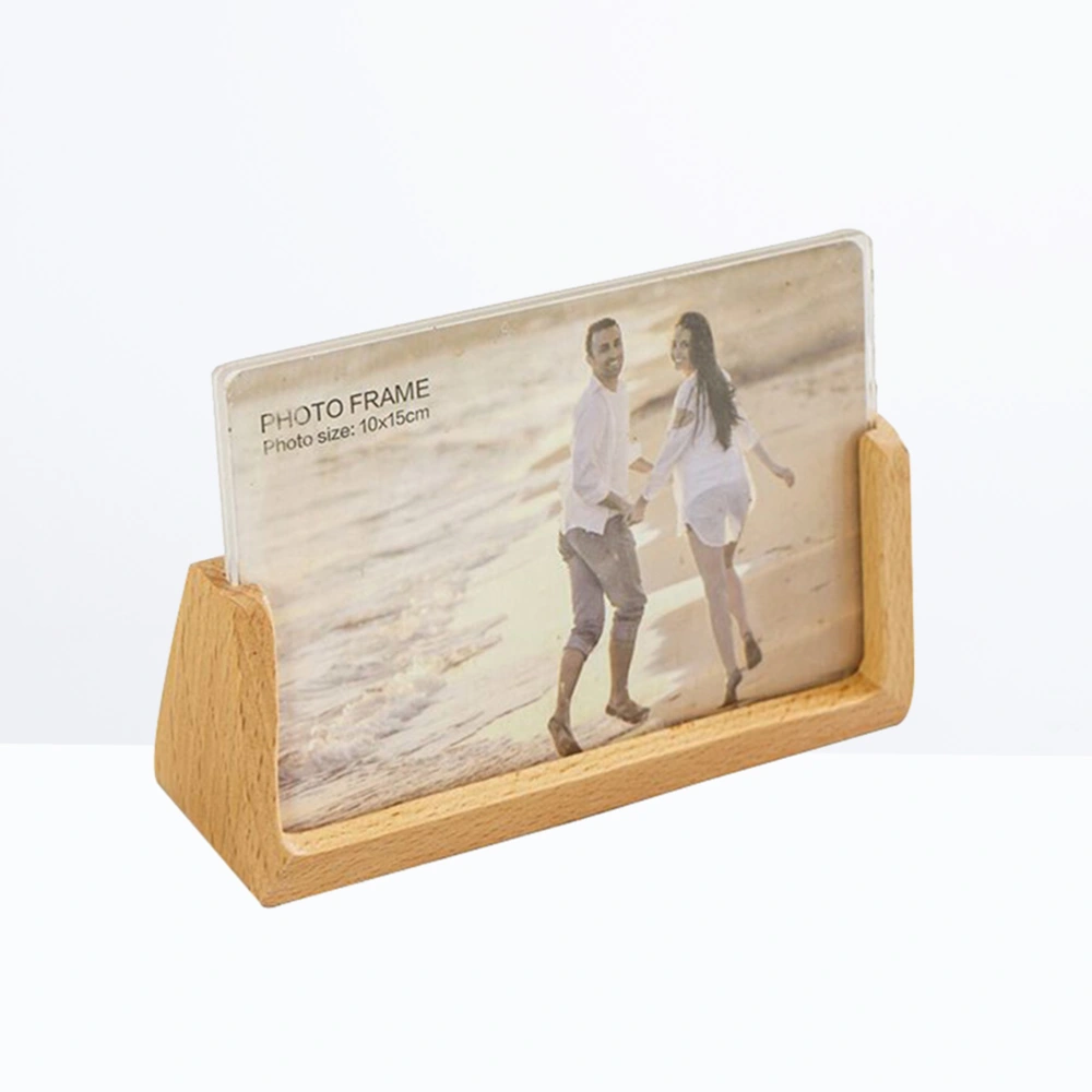 Wooden Photo Frame U-shaped Postcard Holder Desktop Calendar Stand Picture Rack for Home Office (Small)