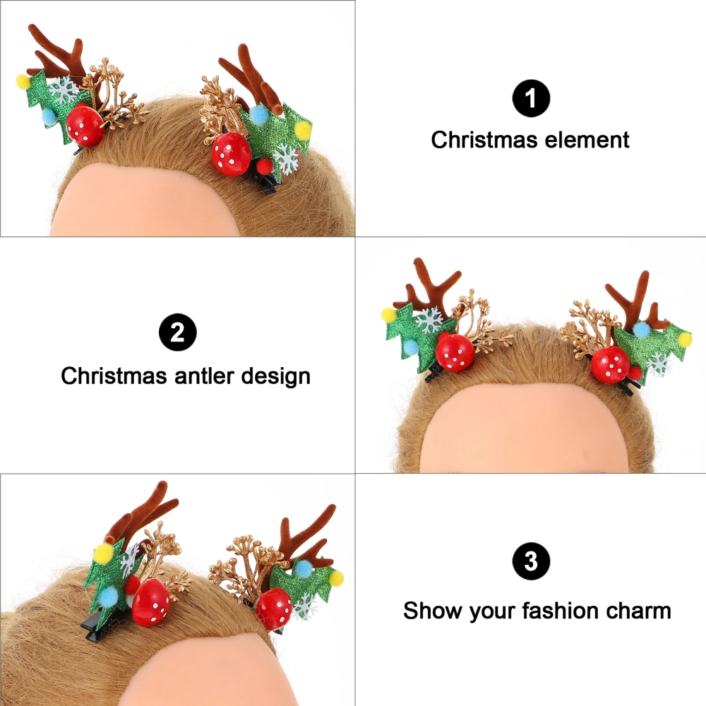 1 Pair Christmas Reindeer Antlers Hair Clips Hairpin Barrettes Xmas Party Favors