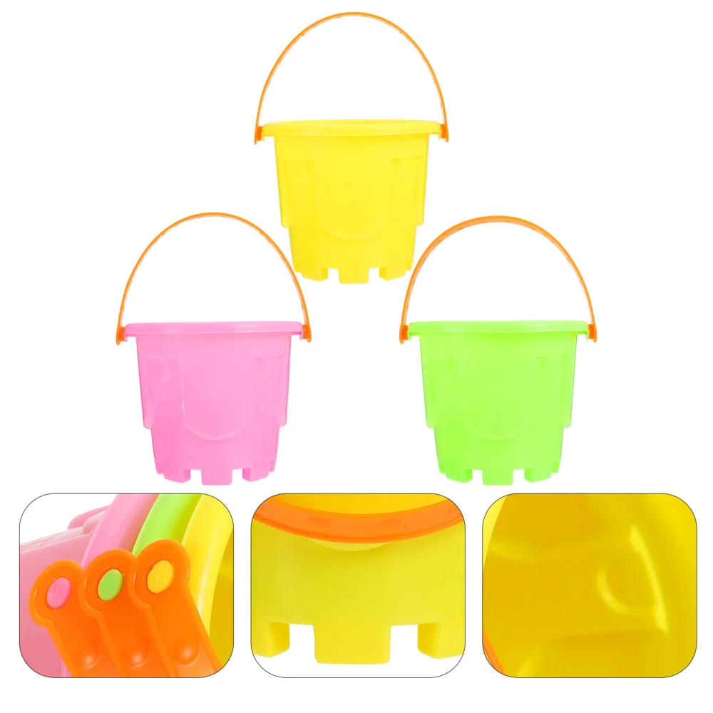 3pcs Kids Plastic Beach Bucket Toys Child Sand Bucket Mini Bucket Toys