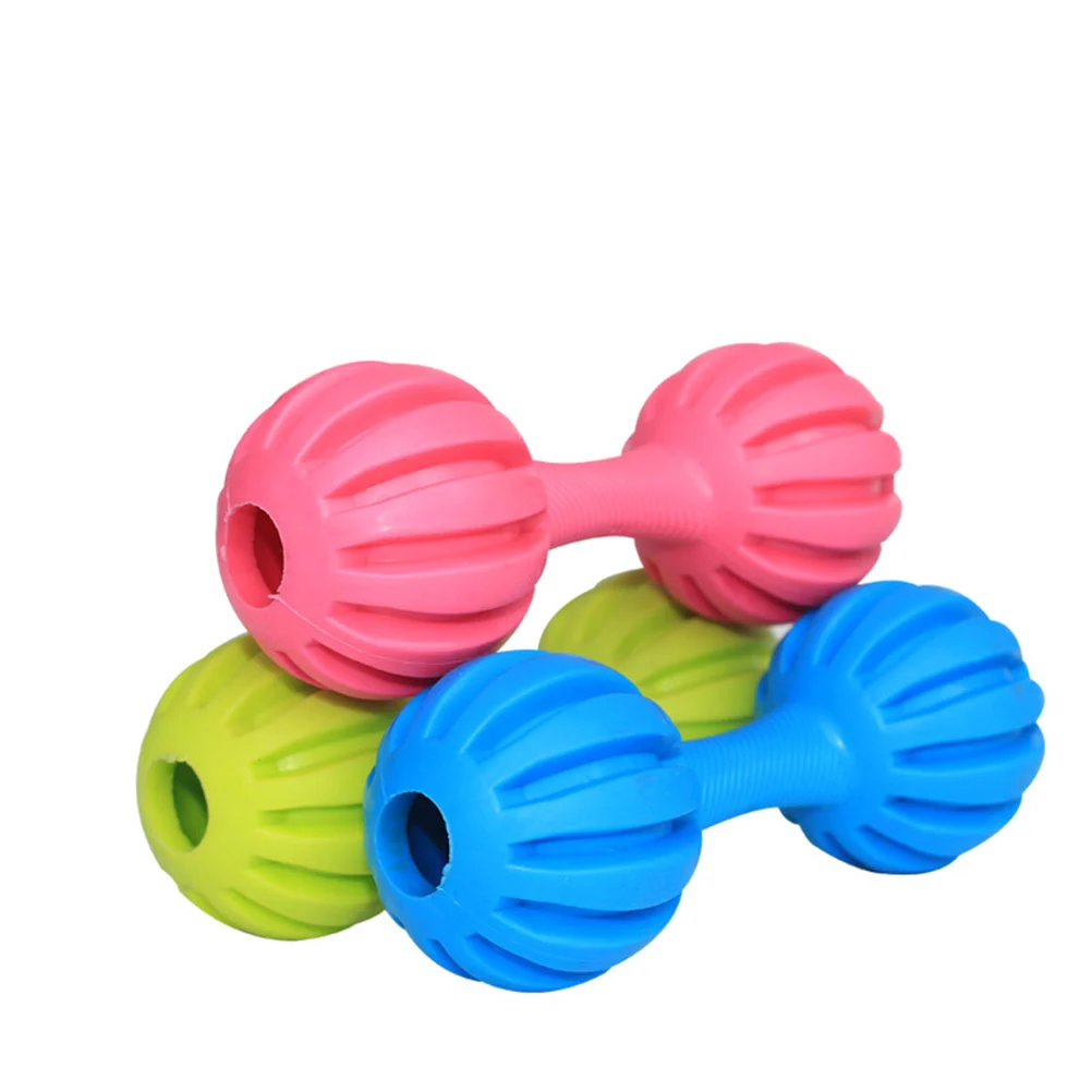 2Pcs Durable Linear Rubber Barbells Wearable Shaking Bells Amusing Training Toys for Pet Dog
