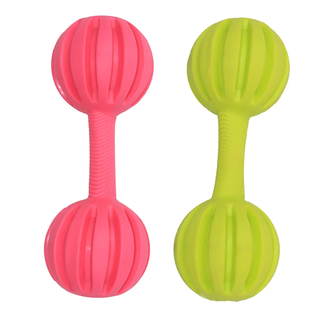 2Pcs Durable Linear Rubber Barbells Wearable Shaking Bells Amusing Training Toys for Pet Dog