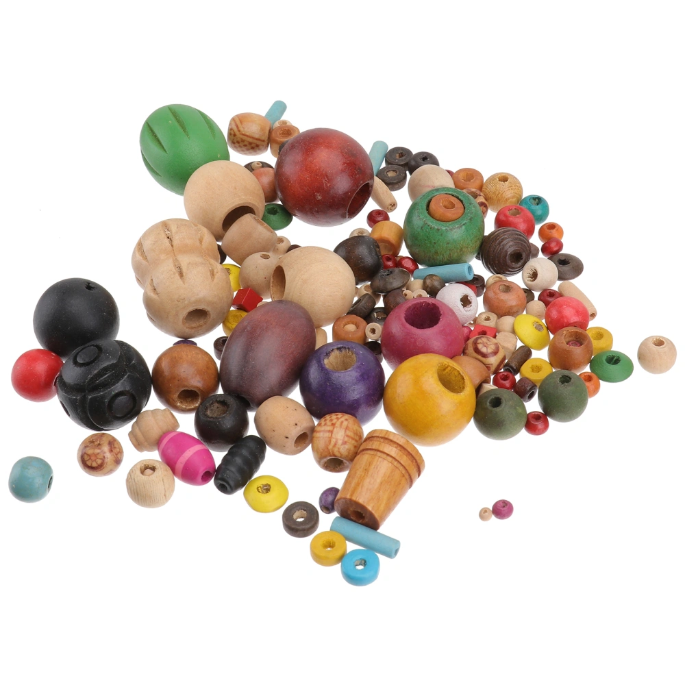 1 Package Wood Bead DIY Handmade Bead Materials Craft Decorations (Colorful)