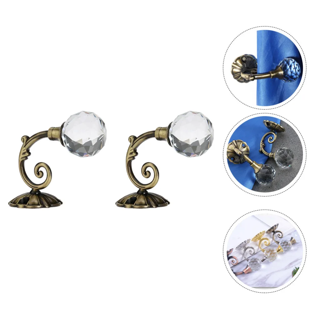 2pcs Retro Curtain Hooks Alloy Curtain Hooks Wall Hooks Coat Hangers Adornment