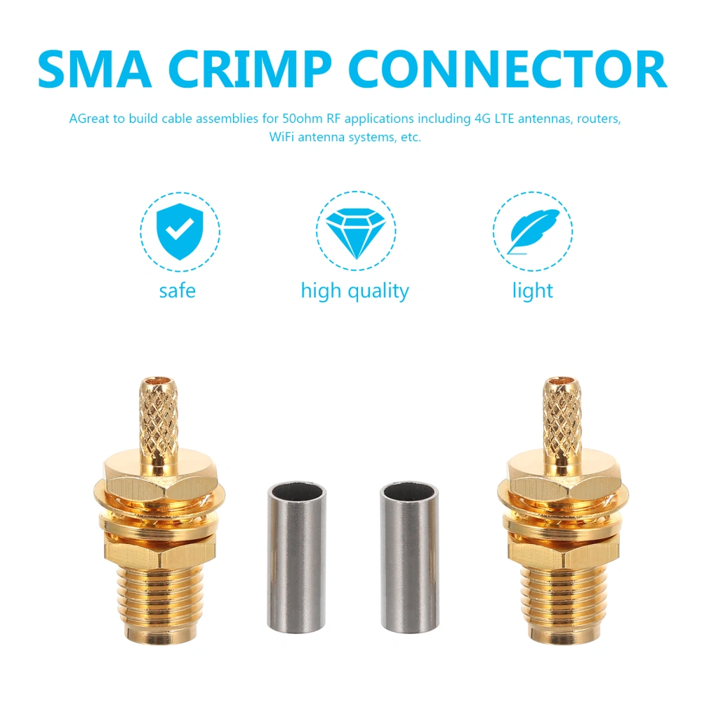 10pcs SMA Female Crimp RF Connector Gold-Plating Male Crimp Straight Connector