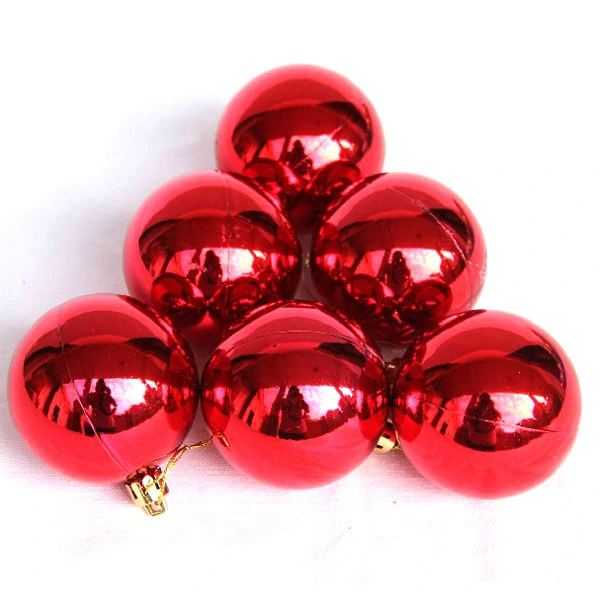 4cm Shining Christmas Baubles Round Balls Christmas Tree Party Decorative Balls Ornament - 6 pcs/set (Red)