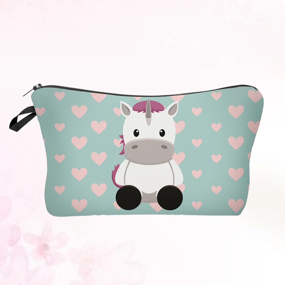 Women Portable Cosmetic Bags Printing Makeup Bag Cosmetics and Toiletries Storage Bag Organizer (Cute Cow Pattern)