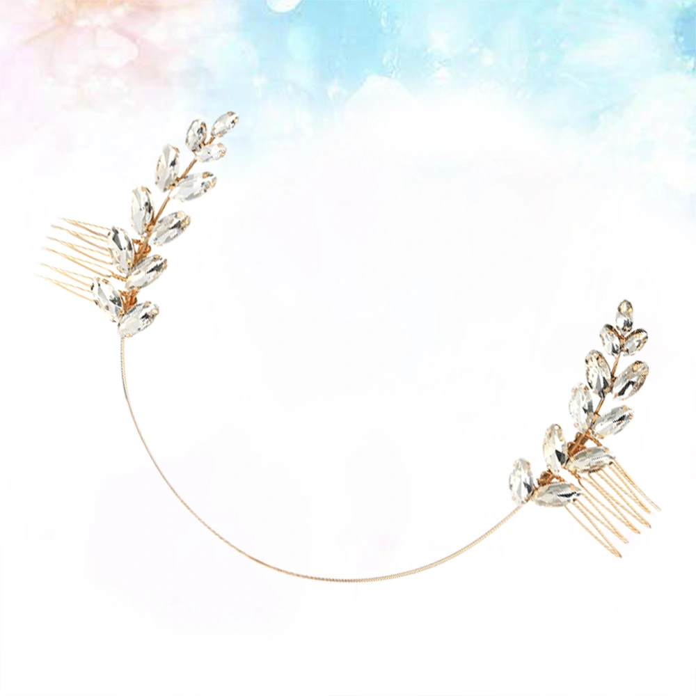 Bridal Olive Branch Sides Hair Combs Rhinestone Leaves Headpiece Hair Accessories for Wemen Girls