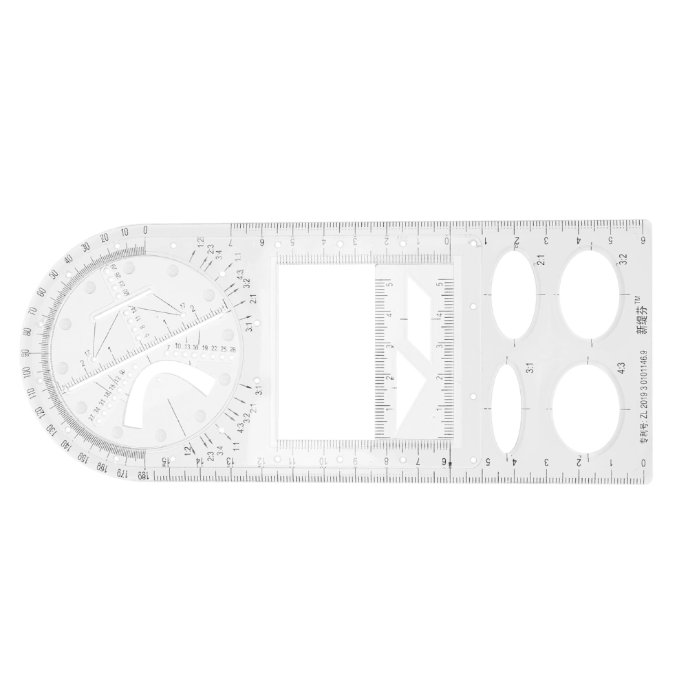 Plastic Students Drawing Ruler Multifunctional Geometric Rulers Measuring Draft Rulers