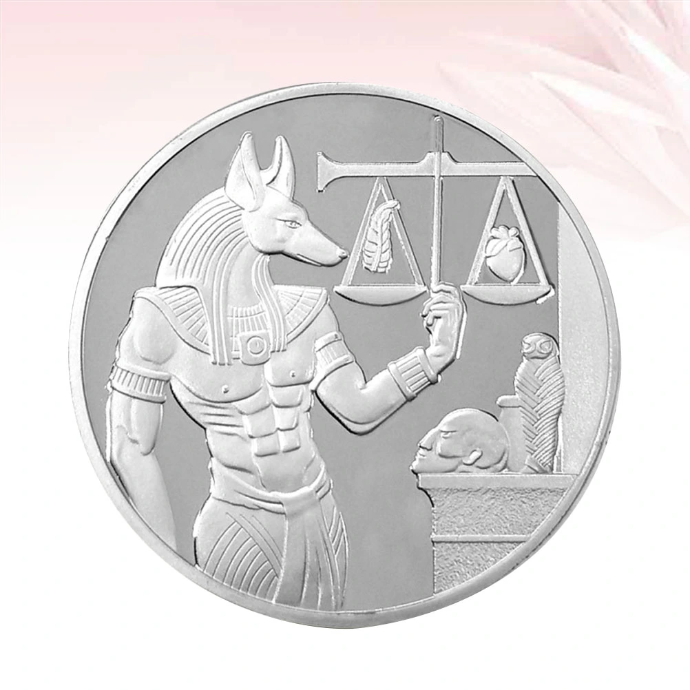 Silver Ancient Egypt Anubis Commemorative Coin Antique Collection Arts Soul Guardian Anubis Souvenir Gift Iron Collection Toy