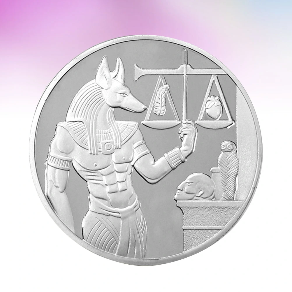 Silver Ancient Egypt Anubis Commemorative Coin Antique Collection Arts Soul Guardian Anubis Souvenir Gift Iron Collection Toy