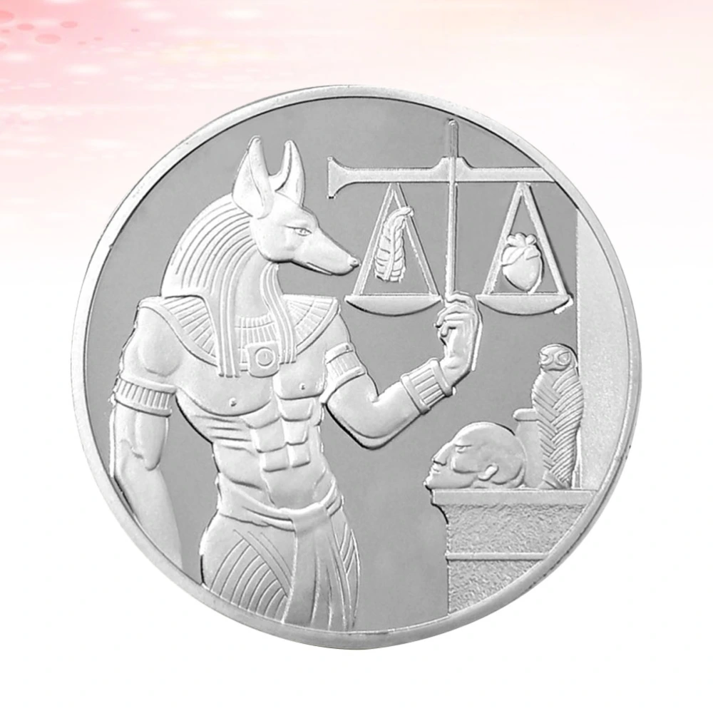 Silver Ancient Egypt Anubis Commemorative Coin Antique Collection Arts Soul Guardian Anubis Souvenir Gift Iron Collection Toy