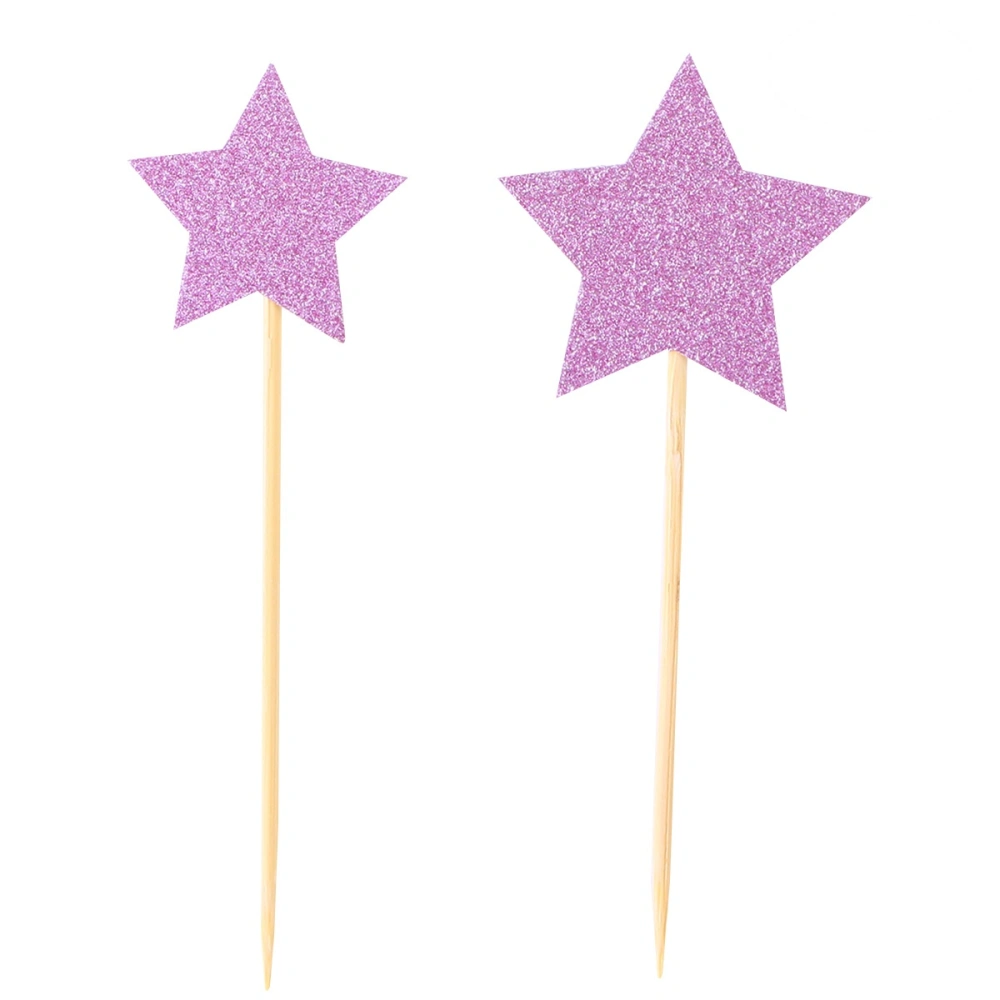 12 PCS Glitter Star Cake Picks Cupcake Toppers Cake Decorations Assorted Sizes for Birthday Wedding Holiday Party Favors (Pink)