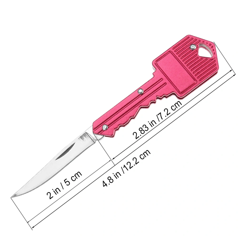 Multi Functional Folding Stainless Steel Key Shape Pocket Portable Camping Outdoor Survival (Rose Red)