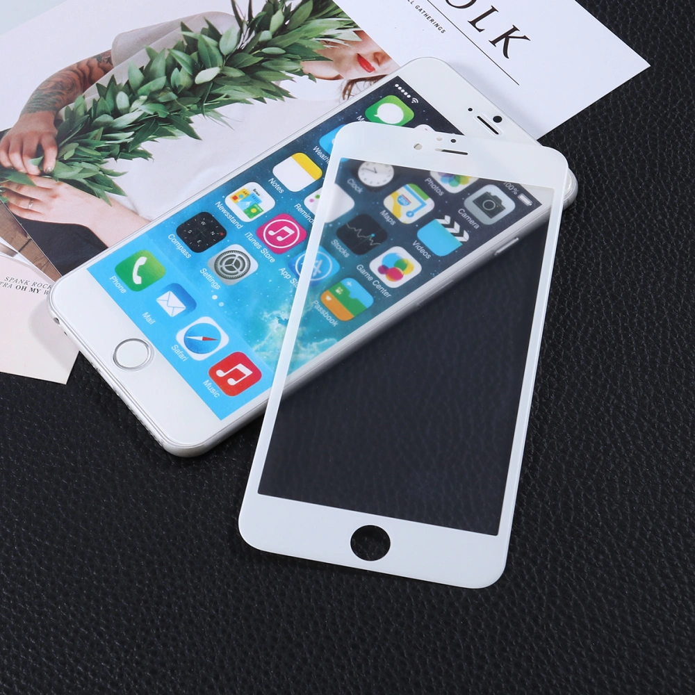 Screen Protector 3D Curved Coated Tempered Glass Film Full Cover for iPhone 6/6s(White)