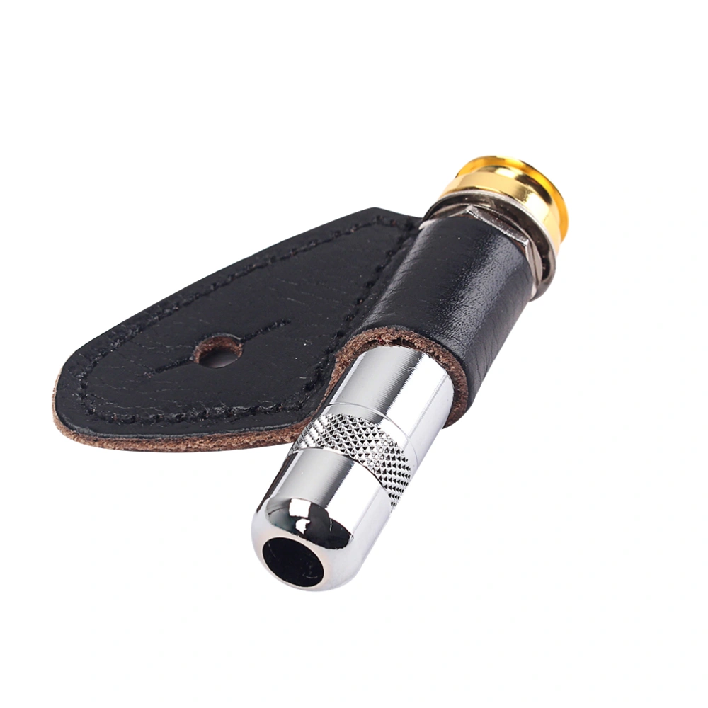 1 Set Strap Pin Jack Socket Guitar Accessories Endpin Jack Socket Plug Copper Material with Leather Cover for Acoustic Electric Guitar GT226 (Golden)