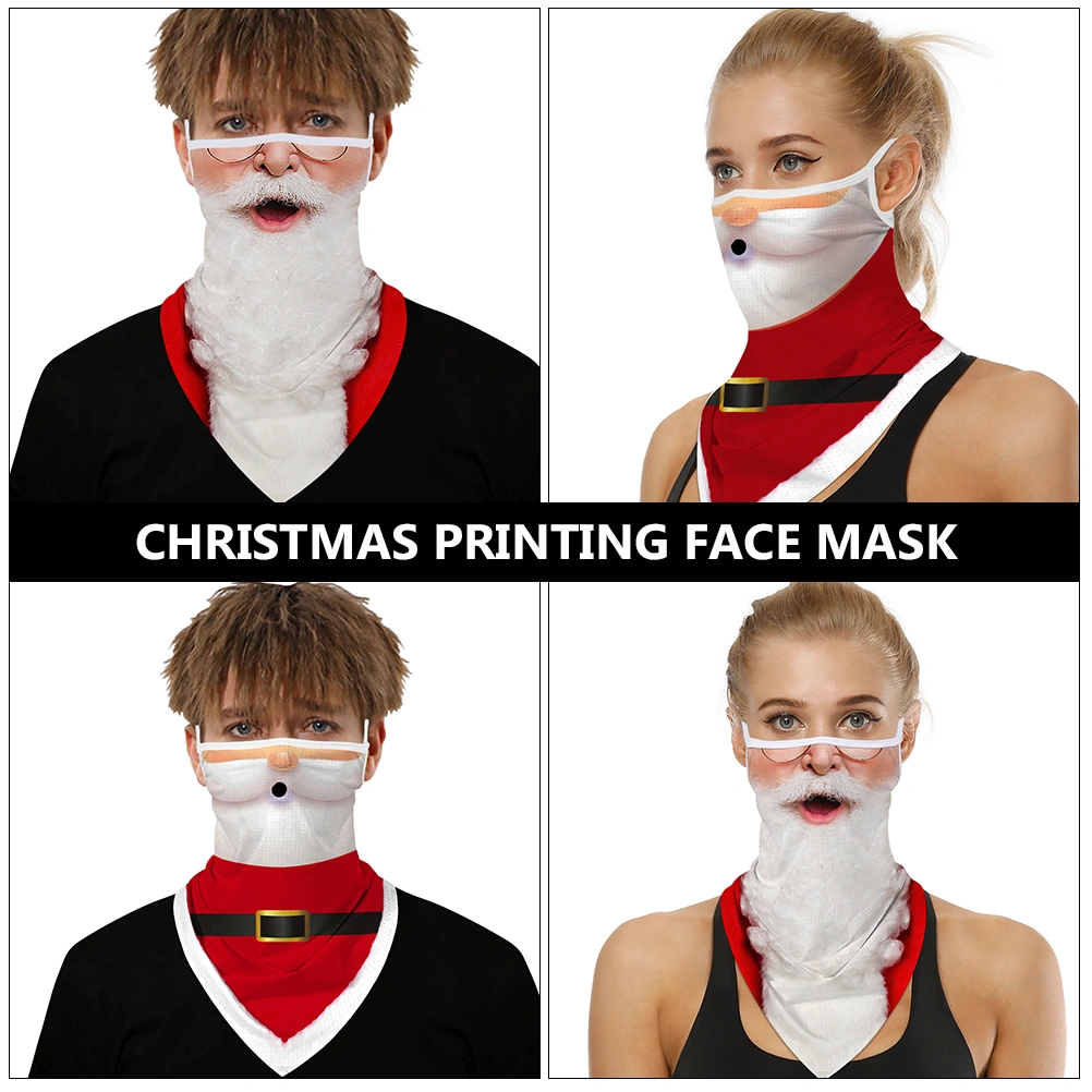 2pcs Christmas Printed Outdoor Head Cover Ear Hanging Sunscreen Mask (Adults)