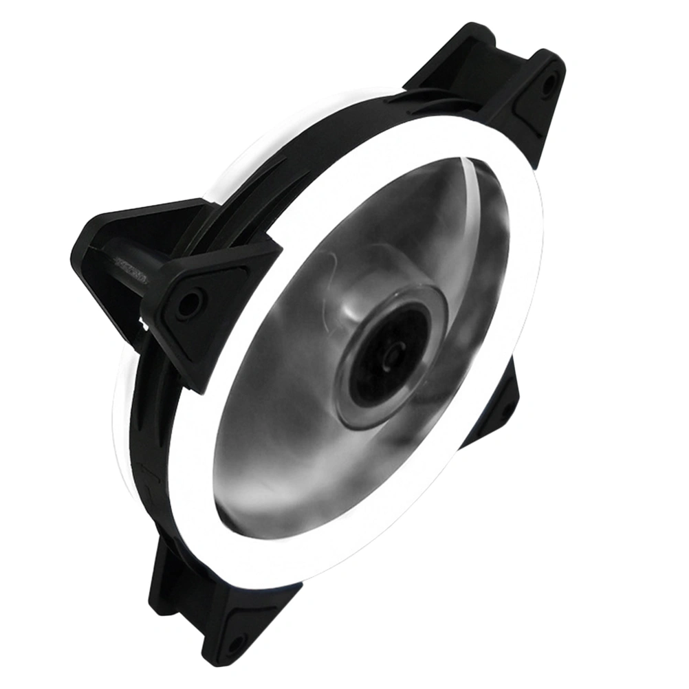 1PC 12CM Mute Computer Fan Cool LED Computer Fan Double Aperture RGB Cooling Fan Desktop Computer Main Case Fan for Home Studio Dorm (White)