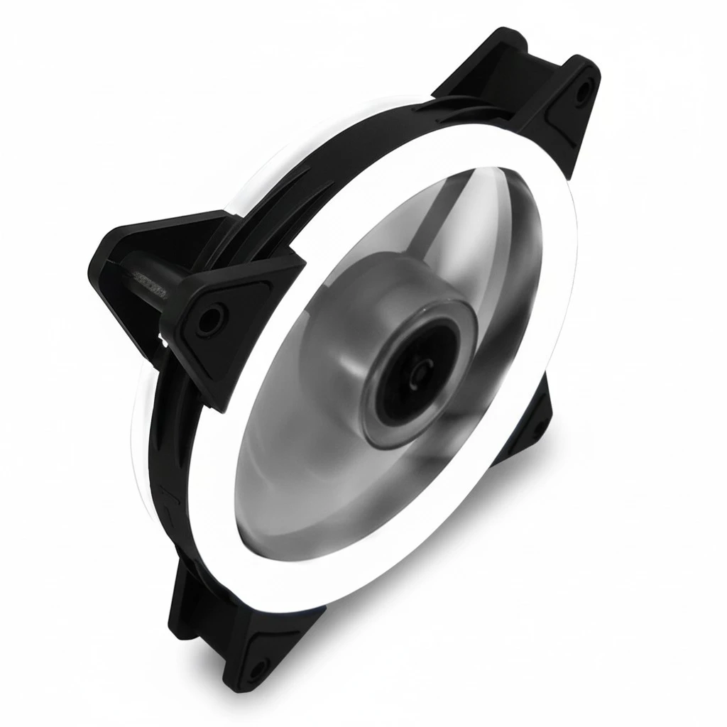 1PC 12CM Mute Computer Fan Cool LED Computer Fan Double Aperture RGB Cooling Fan Desktop Computer Main Case Fan for Home Studio Dorm (White)