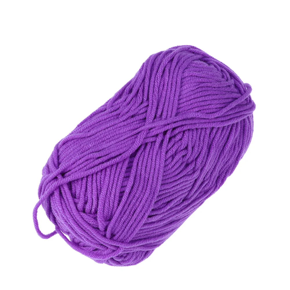 50g Milk Cotton Yarn Cotton Chunky Hand-woven Crochet Knitting Wool Yarn Warm Yarn for Sweaters Hats Scarves DIY (Purple)