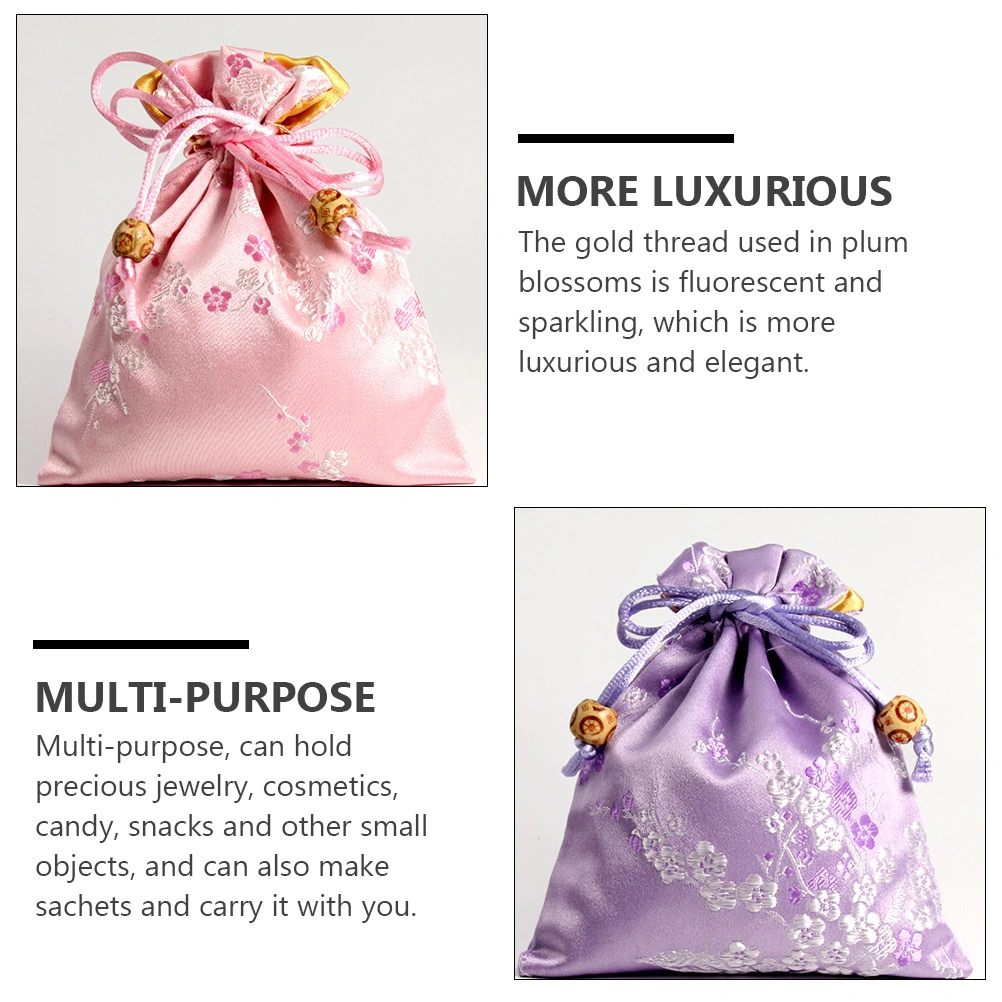 5pcs Jewelry Storage Pouches Brocade Jewelry Bags (Pink, Purple, Red, Golden, Dark Blue)