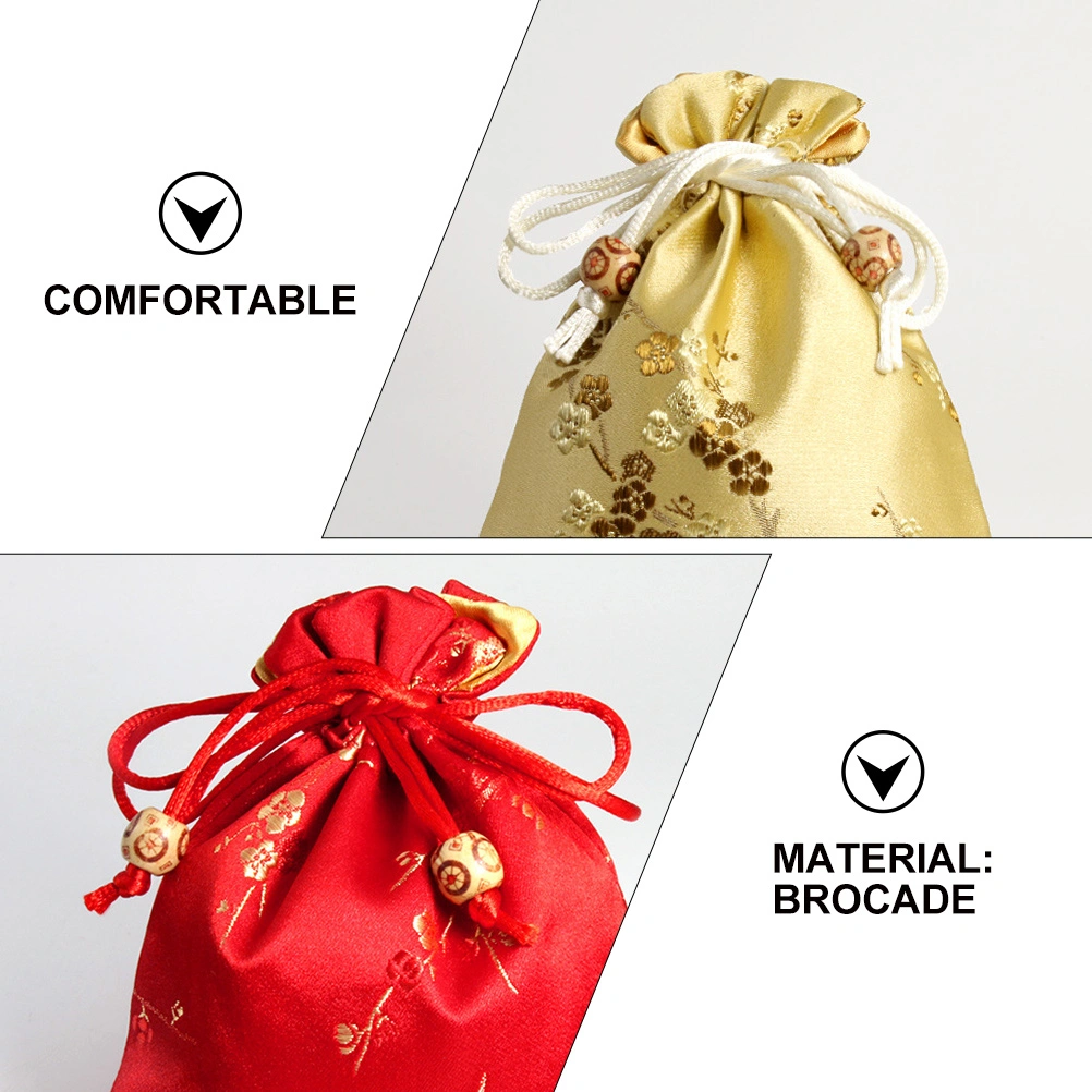 5pcs Jewelry Storage Pouches Brocade Jewelry Bags (Pink, Purple, Red, Golden, Dark Blue)