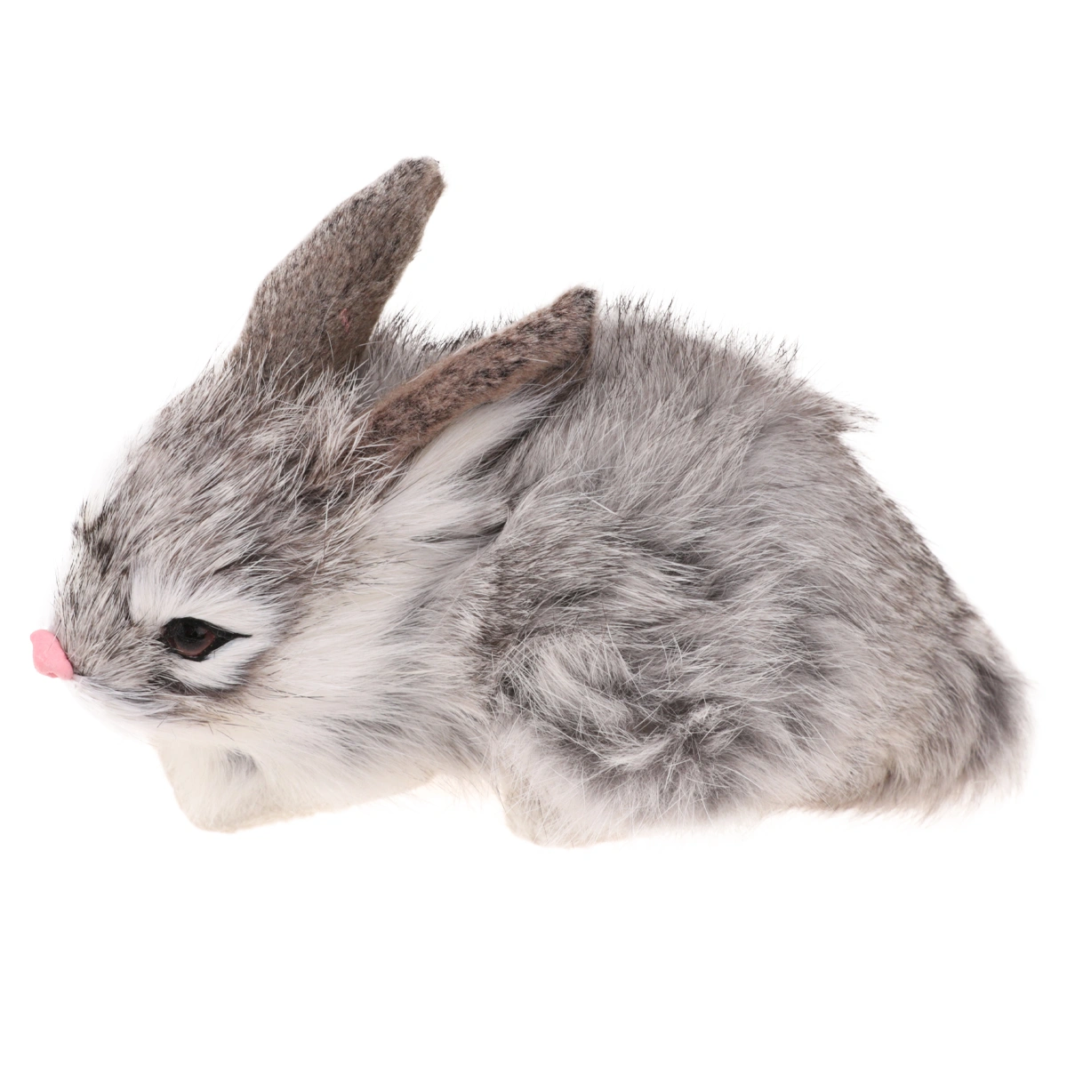 1pc Mini Simulation Plush Rabbit Lifelike Animal Home Ornament Simulation Toy Model Gift Decoration (Grey)