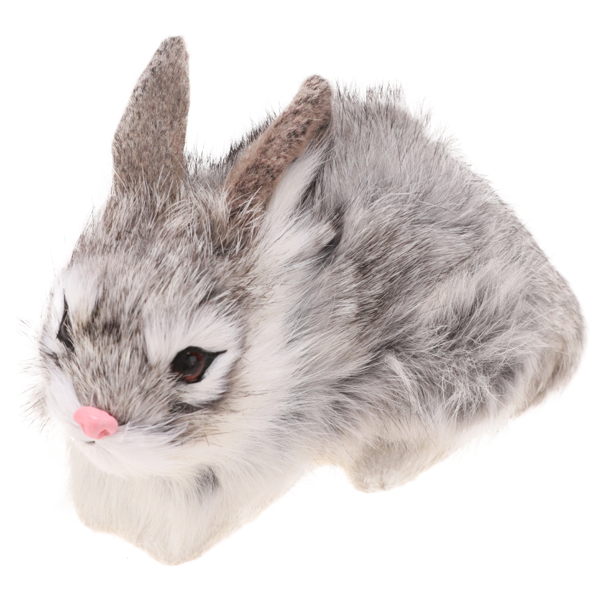 1pc Mini Simulation Plush Rabbit Lifelike Animal Home Ornament Simulation Toy Model Gift Decoration (Grey)