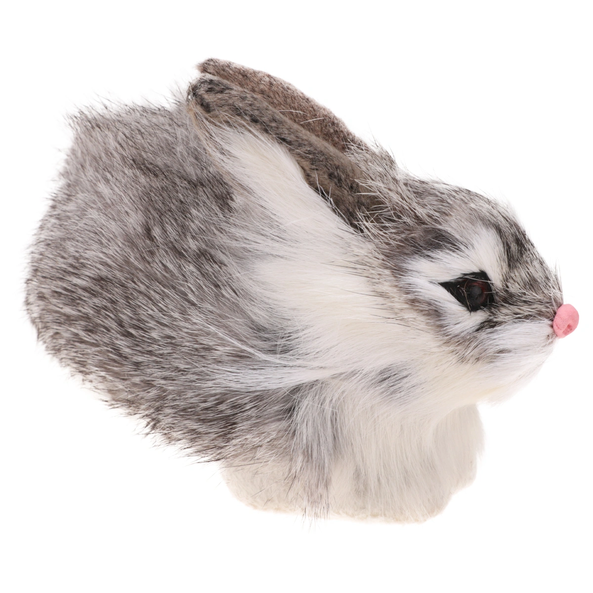1pc Mini Simulation Plush Rabbit Lifelike Animal Home Ornament Simulation Toy Model Gift Decoration (Grey)