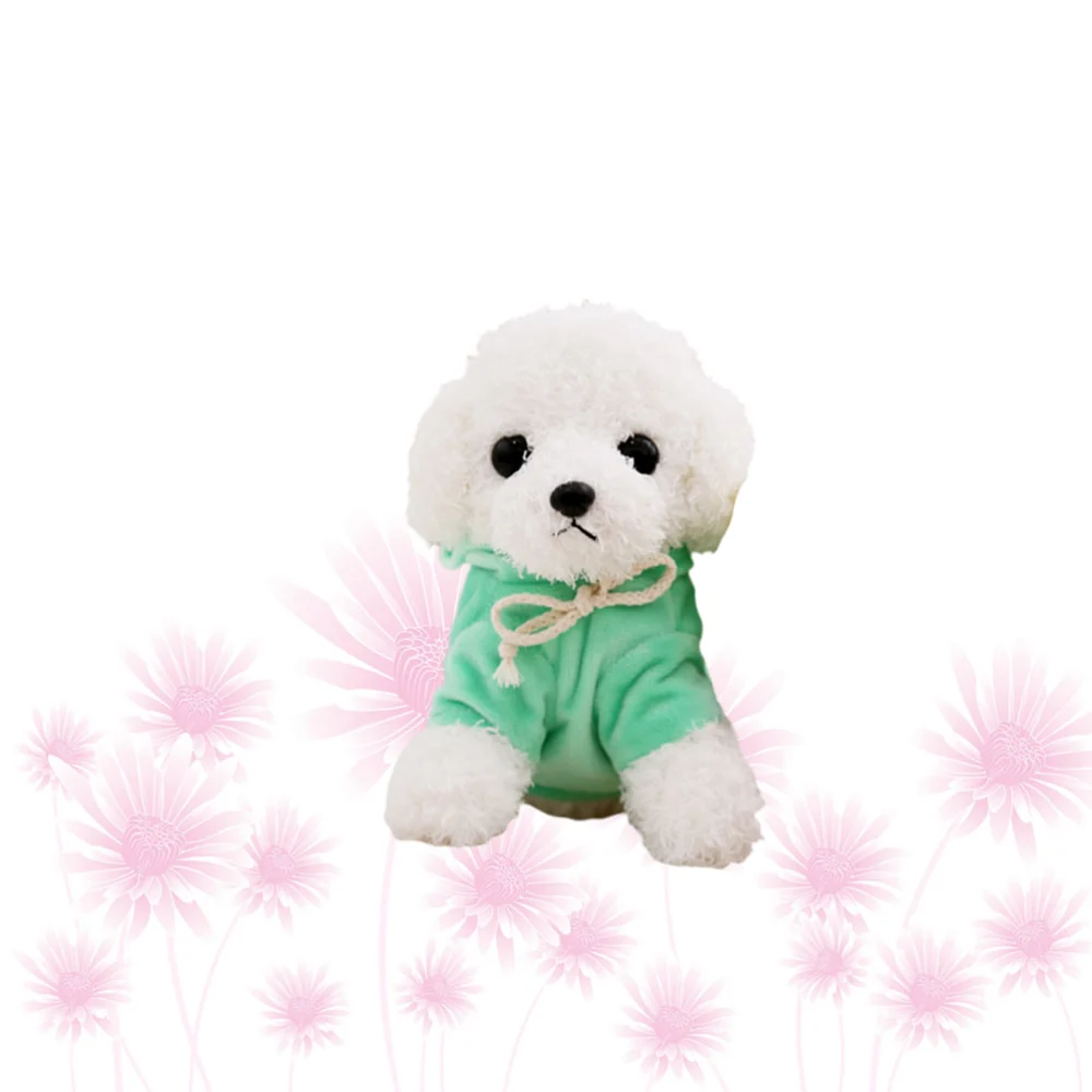 1pc 25CM Simulated Poodle Doll Dog Plush Toy Stuffed Animal Puppy Doll for Kids Children (White and Clothing Color for Random)