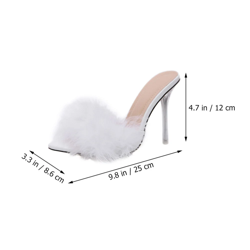 1 Pair Lady Summer Sandals Feather Vamp High Heel Slippers Outside Slipper