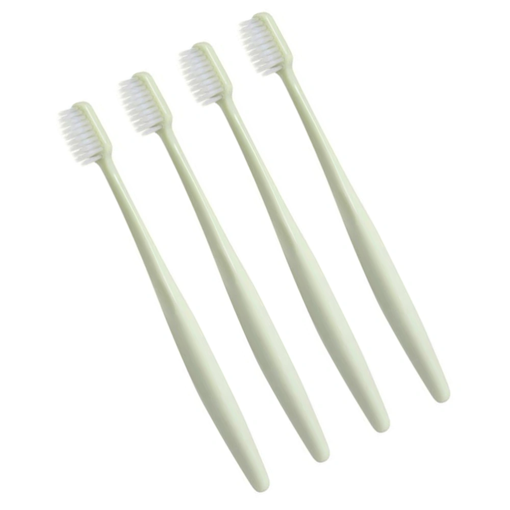 4Pcs Bristle Toothbrush Anti-bleeding Fine Hair Toothbrushes Plastic Bristle Toothbrushes for Adults (Light Green)