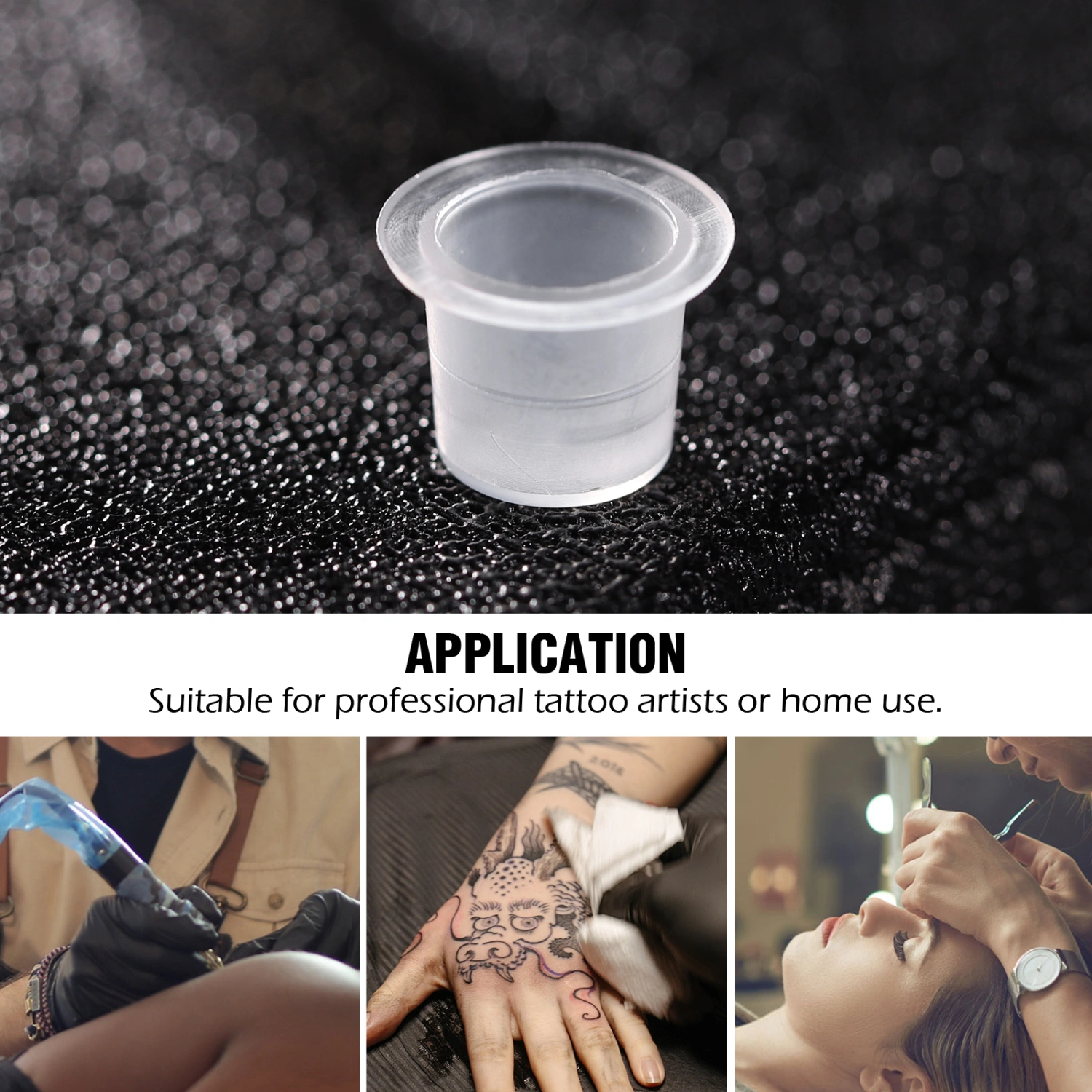 ROSENICE 100pcs Ink Cups Disposable Small Ink Cups 8mm Pigment Ink Cups for Tattooing (White)