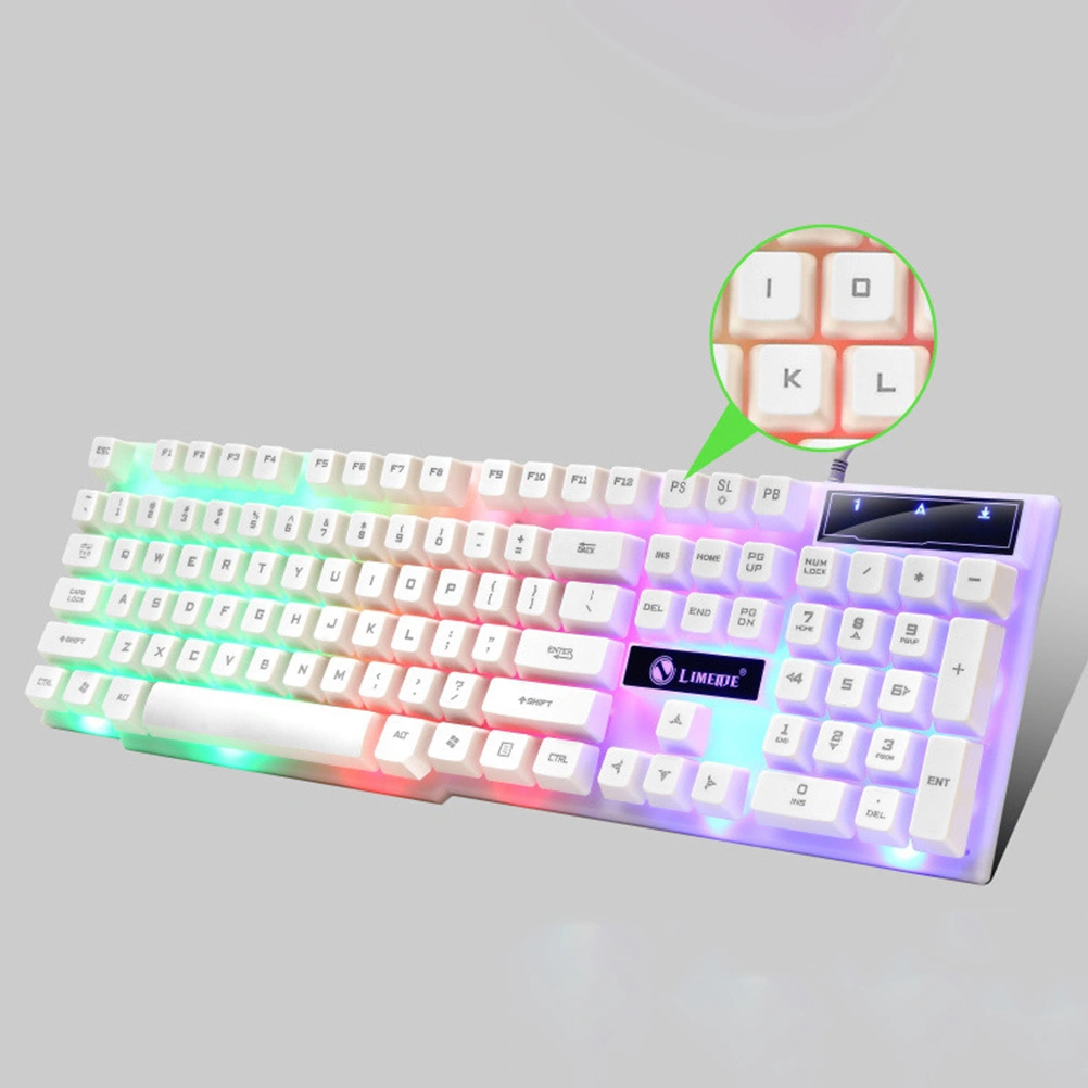 Creative Backlit Keyboard Wired USB Gaming Keyboard Computer Game Keyboard Gaming Accessories Supplies for Daily Use (White)