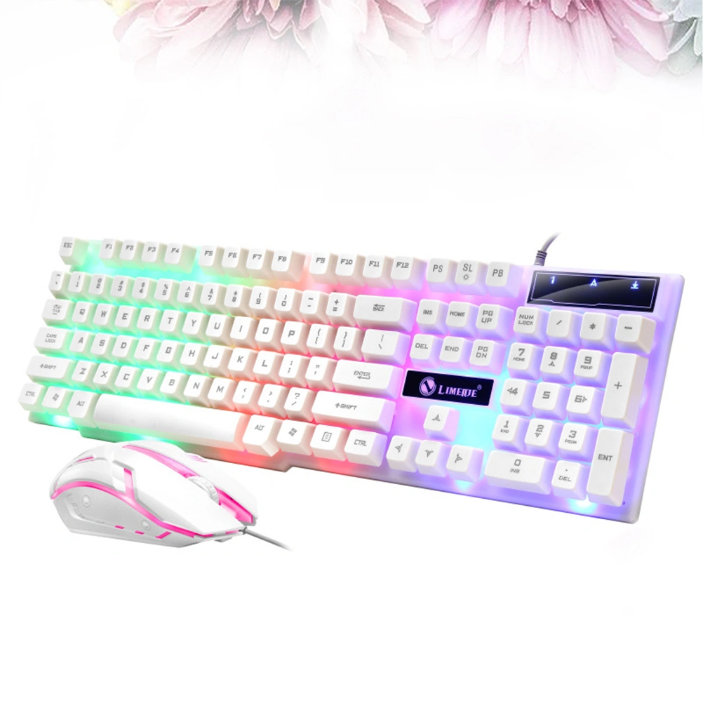 Creative Backlit Keyboard Wired USB Gaming Keyboard Computer Game Keyboard Gaming Accessories Supplies for Daily Use (White)
