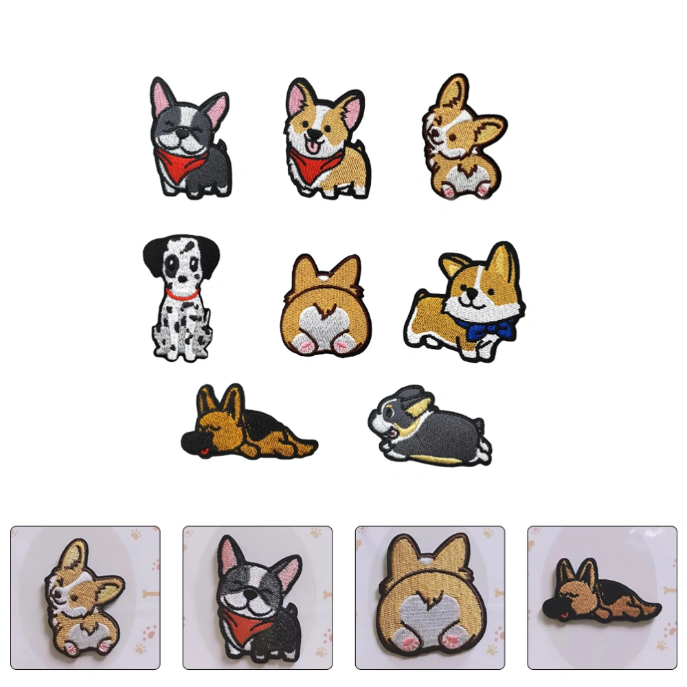 8pcs DIY Patches Sewing Patches Dog Shaped Embroidered Repair Appliques