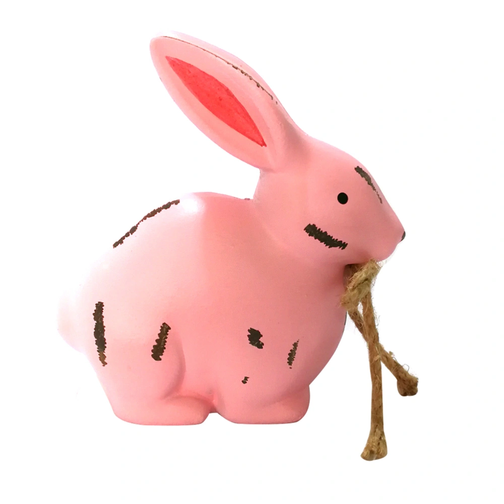 Easter Wood 3D Rabbit Decoration Glitter Bunny Rabbit Figures Standing Decorations (Pink)